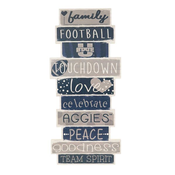 Family Football U-State Touchdown Love Celebrate Aggie Peace Goodness Team Spirit Sign